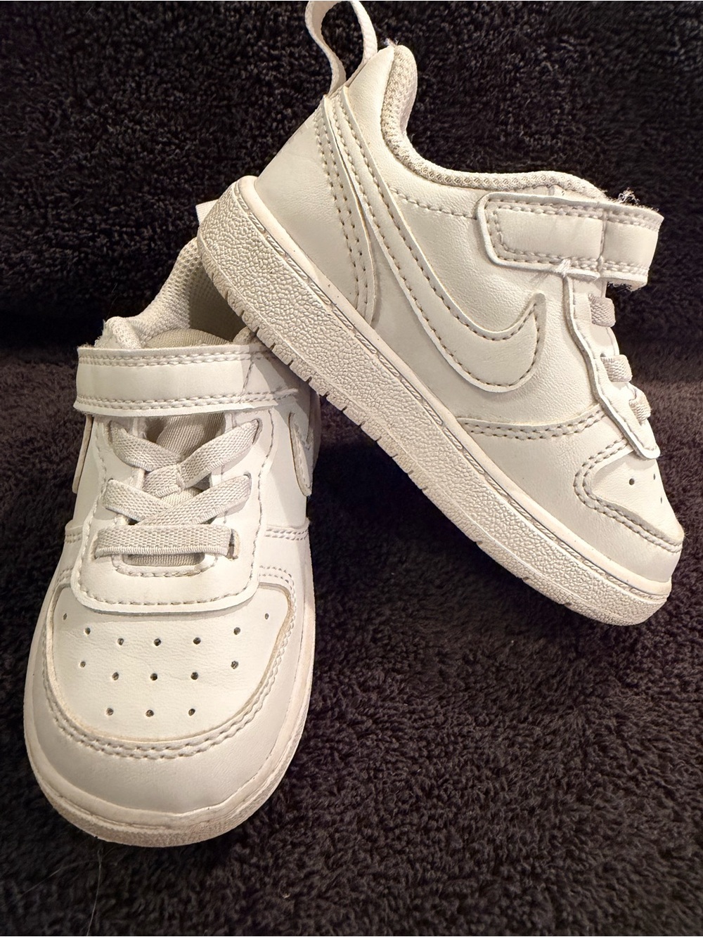 Nike Court Borough Low Recraft Kids White Low-Top Velcro & Lace Sneakers